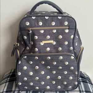 BANANAFISH Gray with White & Gold Polka Dot Diaper Bag
